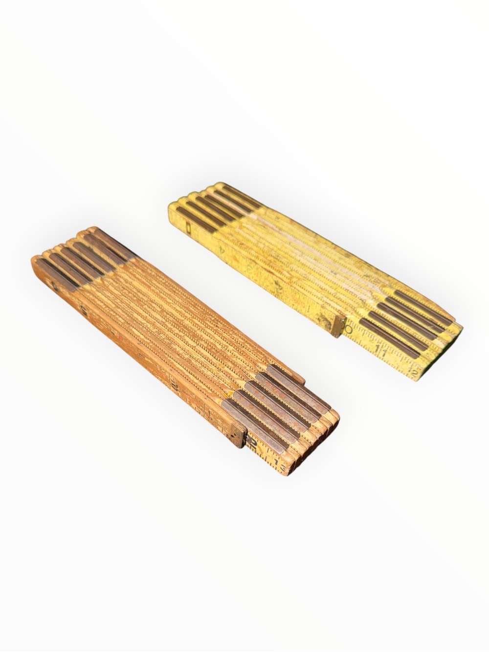 Wooden Folding Ruler Pair - Yellow and Natural Wood